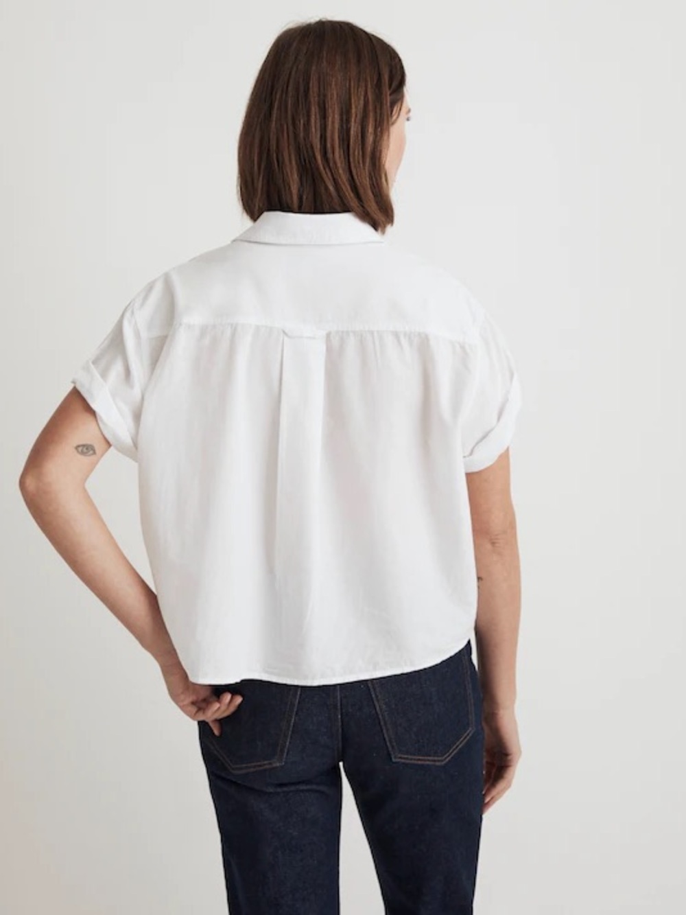 Madewell Cropped Utility Button-Up Shirt in White size L oversized oxford preppy - Picture 3 of 11